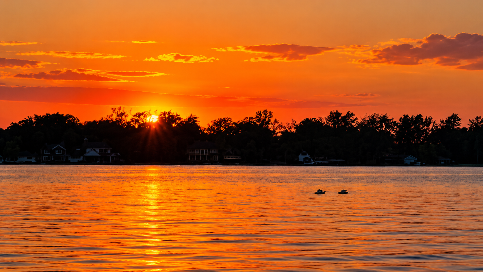 Vivid Lakeside Sunset Reflections